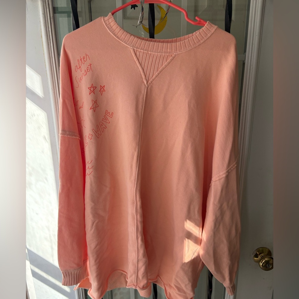 Oversized pink Aerie crew neck